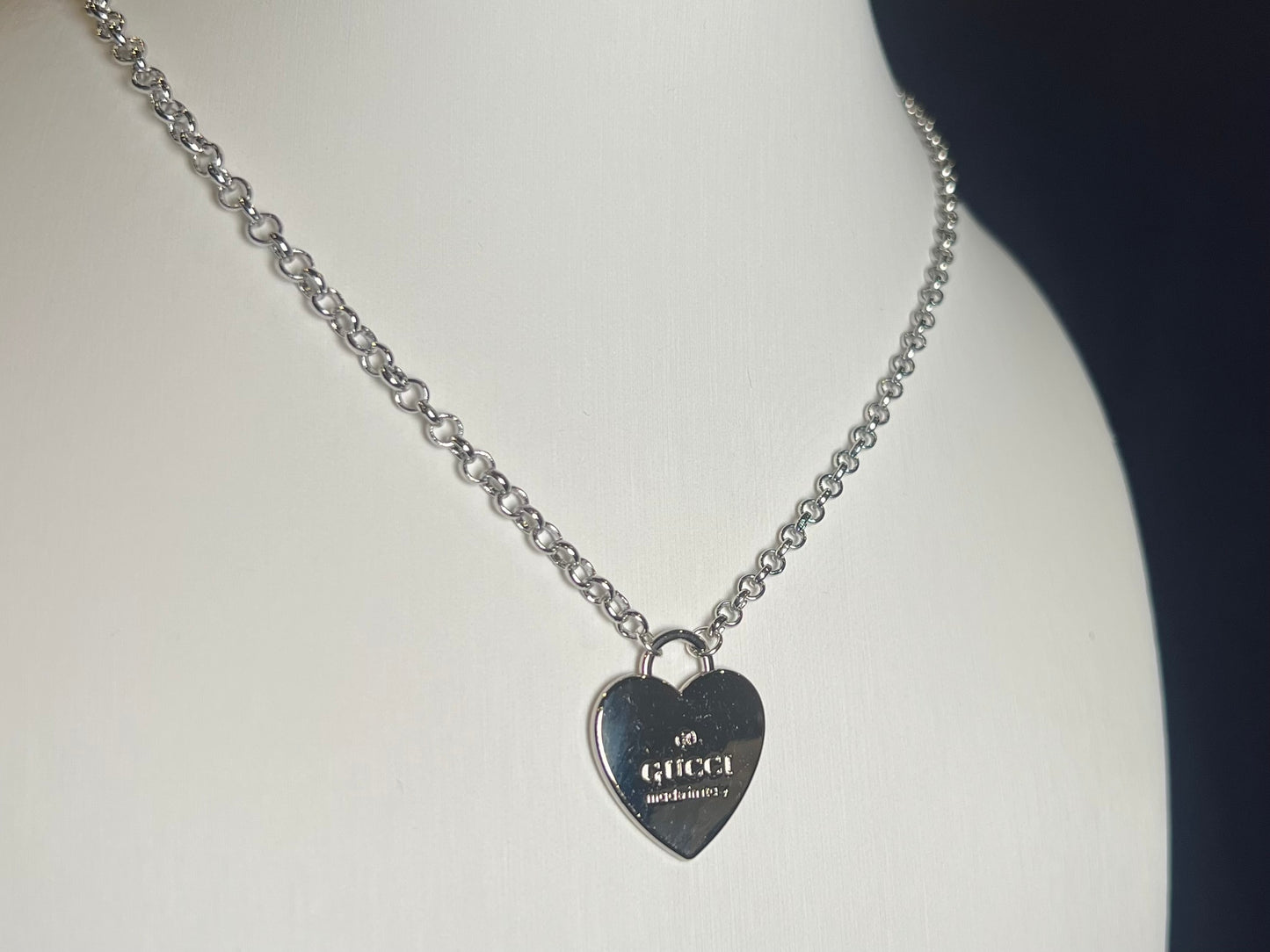 Silver Gucci Heart Necklace