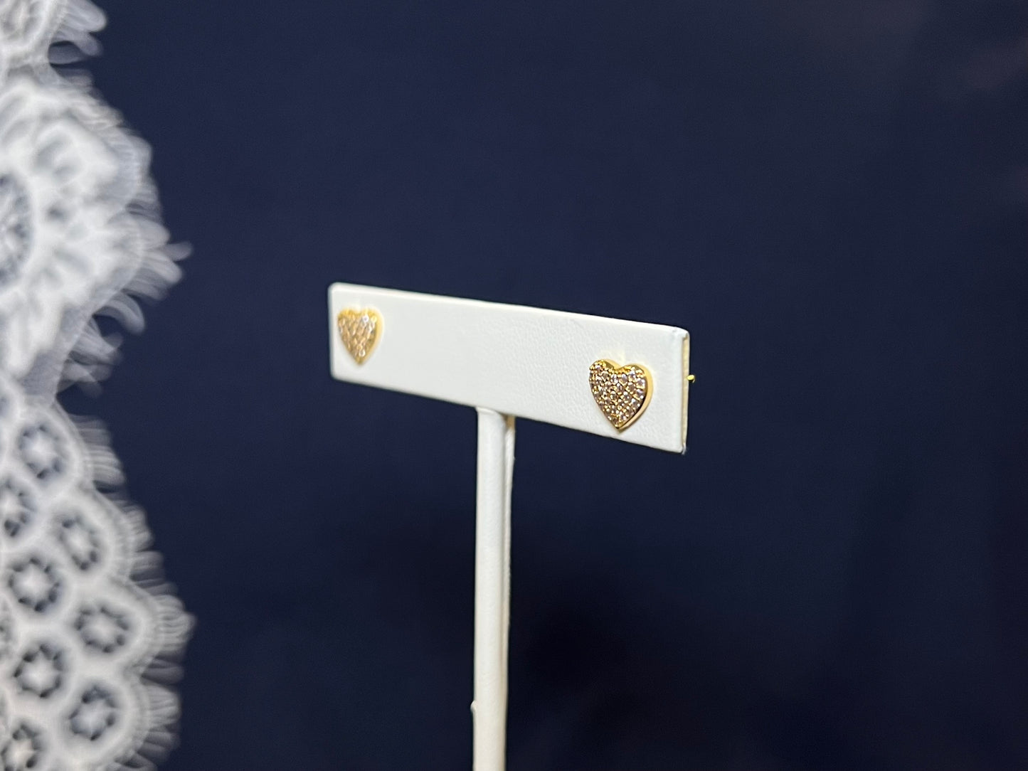 Pave Heart Stud Earrings | Waterproof and Non-Tarnish