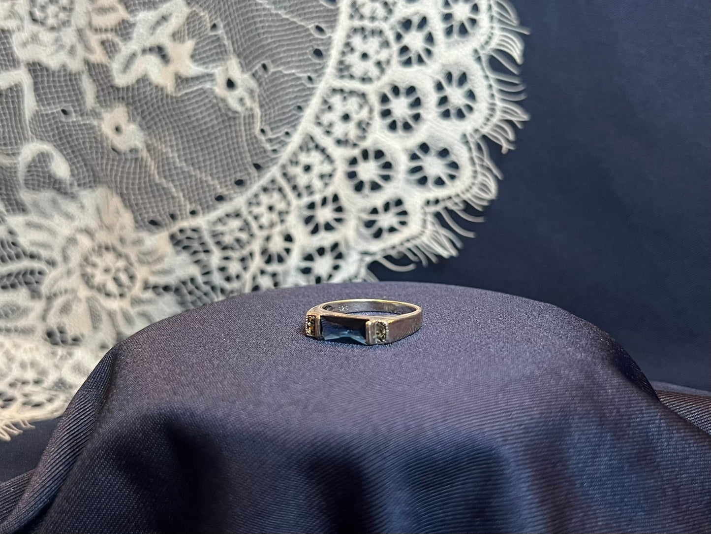 Vintage Blue Stone Sterling Silver Ring