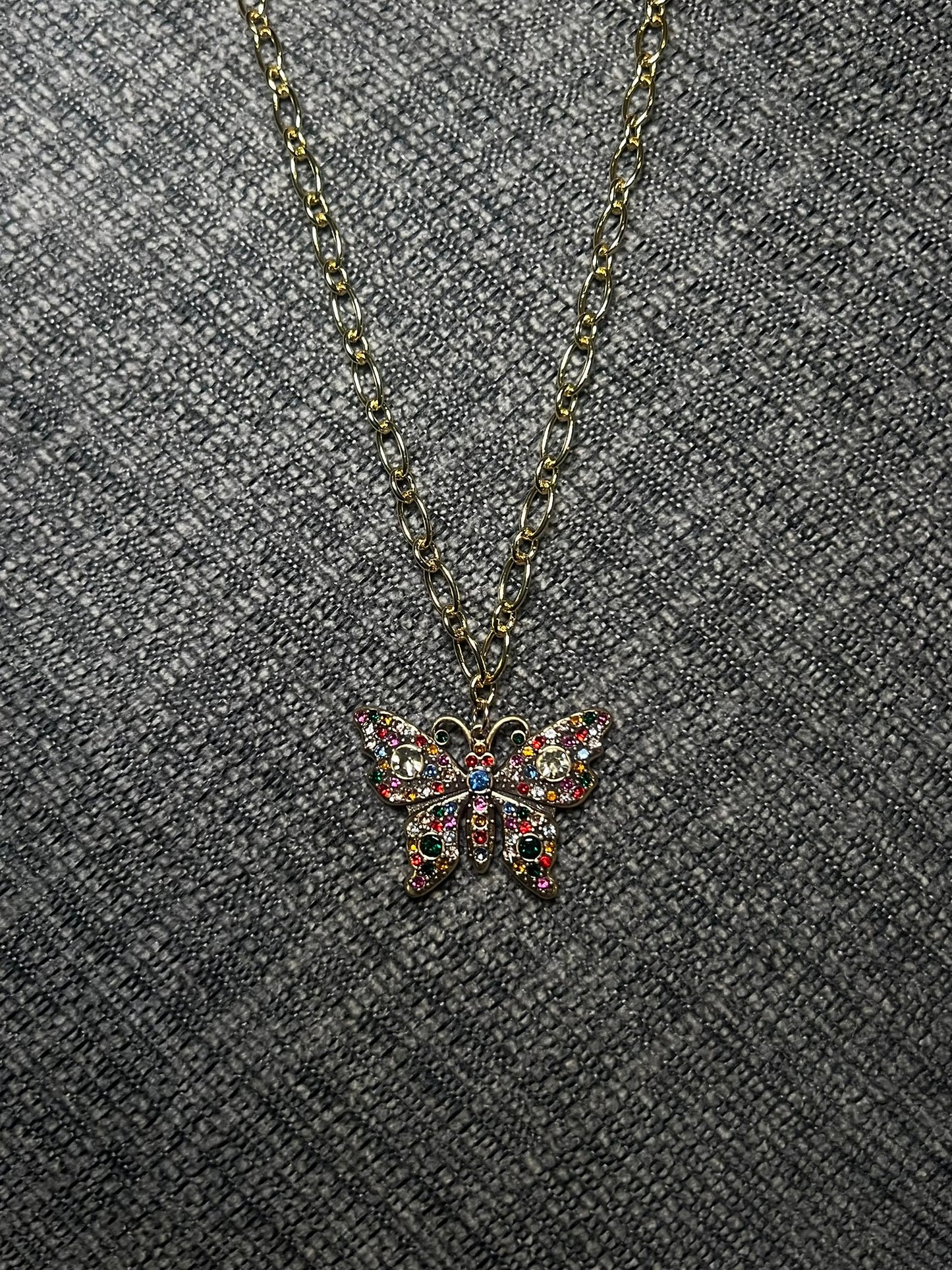 Rainbow Gucci Butterfly Necklace