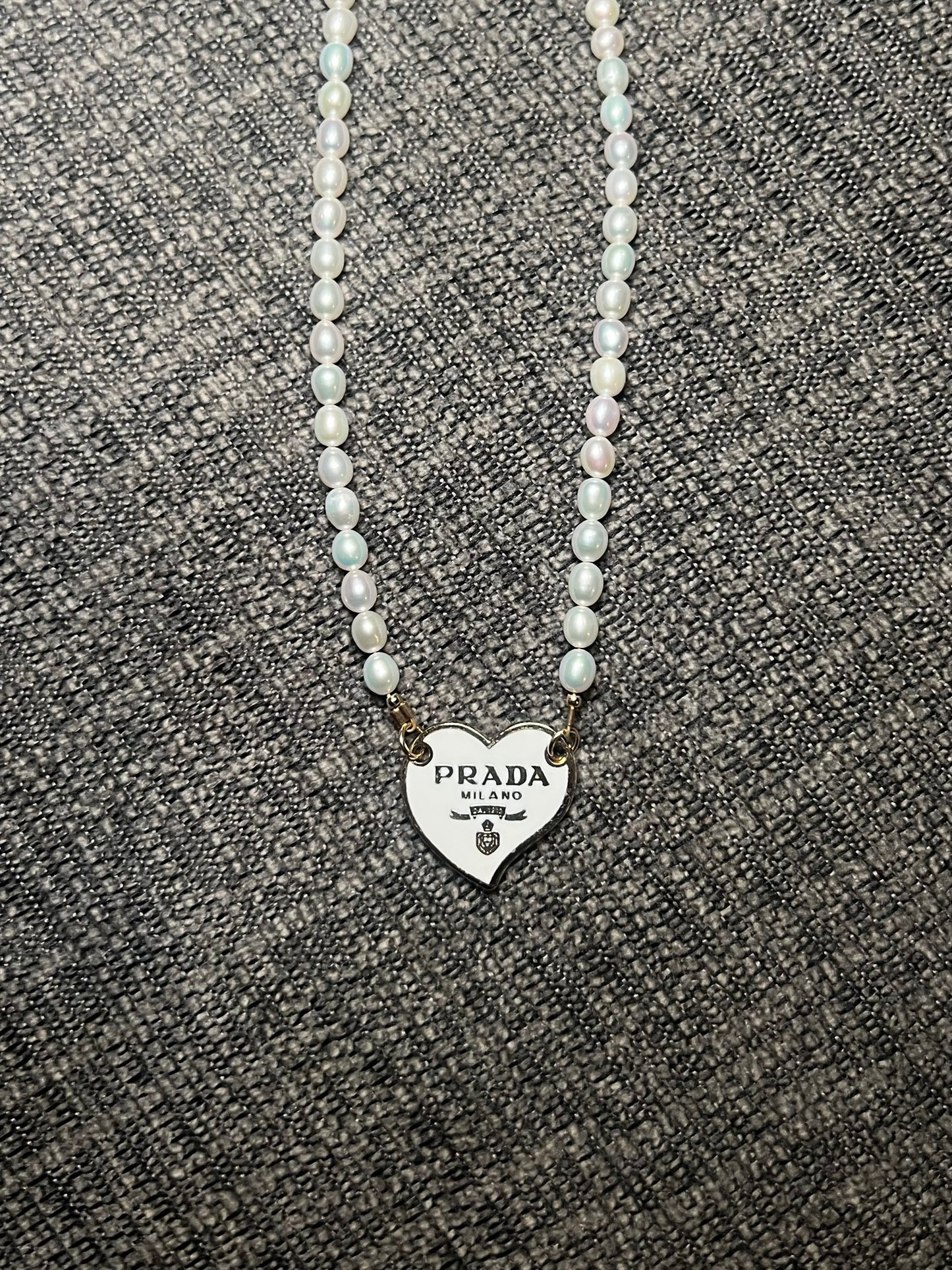 Freshwater Pearl Prada Heart Necklace
