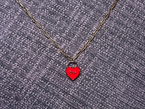 Red Dior Heart Necklace