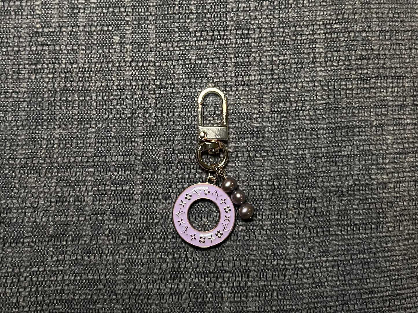 Purple LV Keychain with Freshwater Pearls