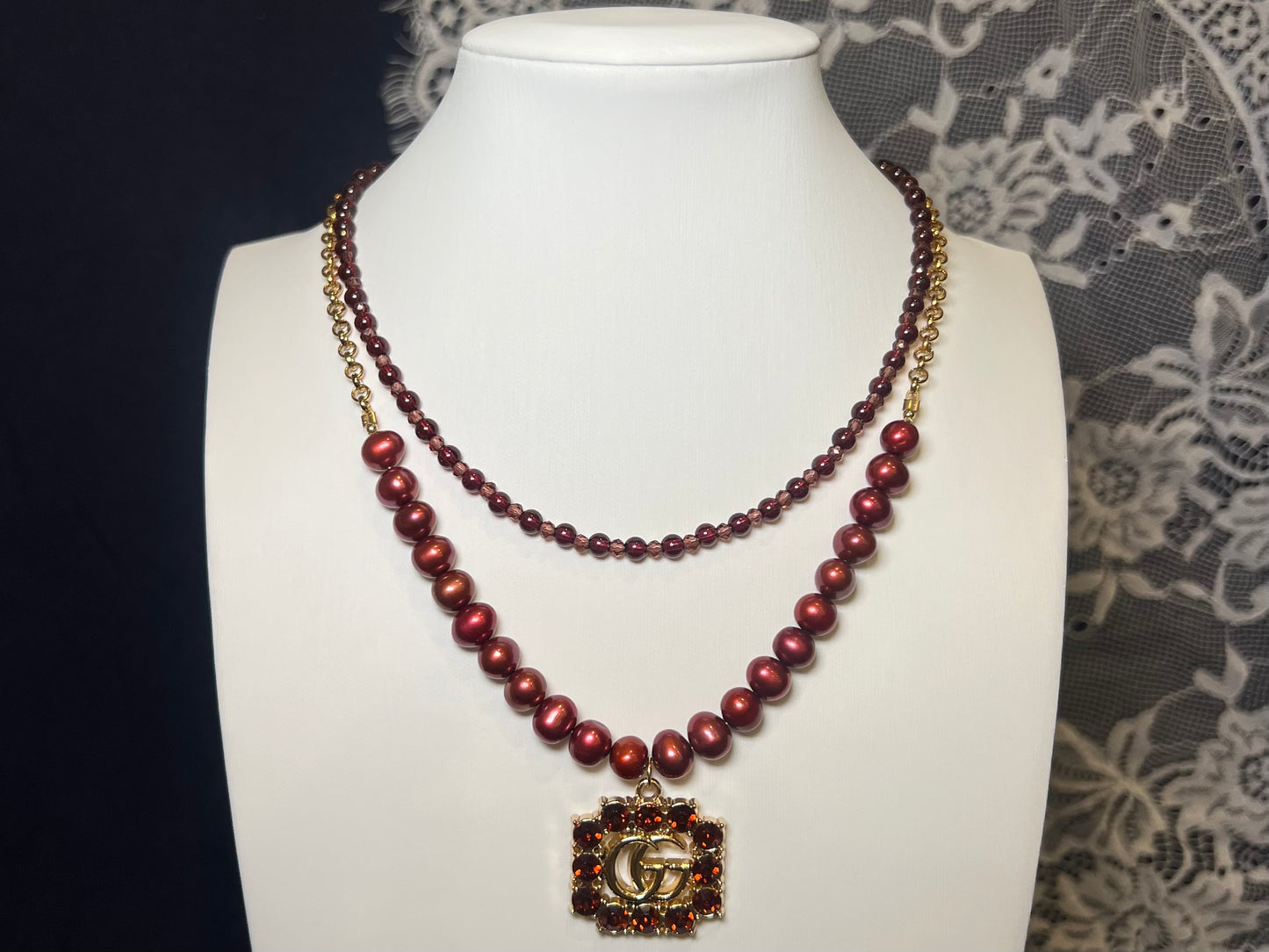 Genuine Garnet Beaded Necklace