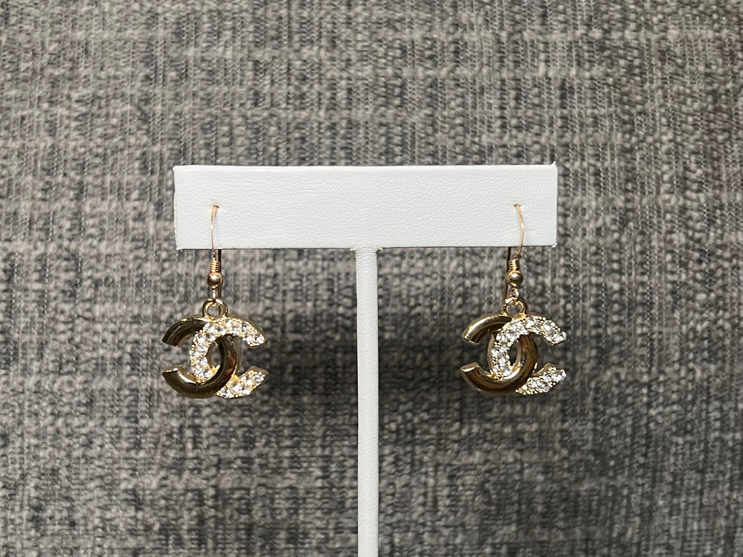 Gold and Rhinestone CC Earrings