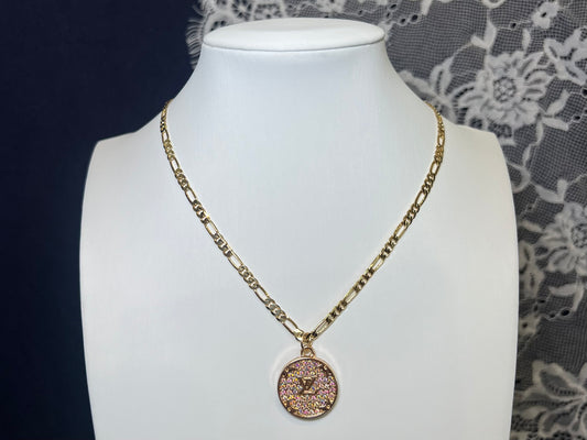 Rainbow Rhinestone LV Necklace