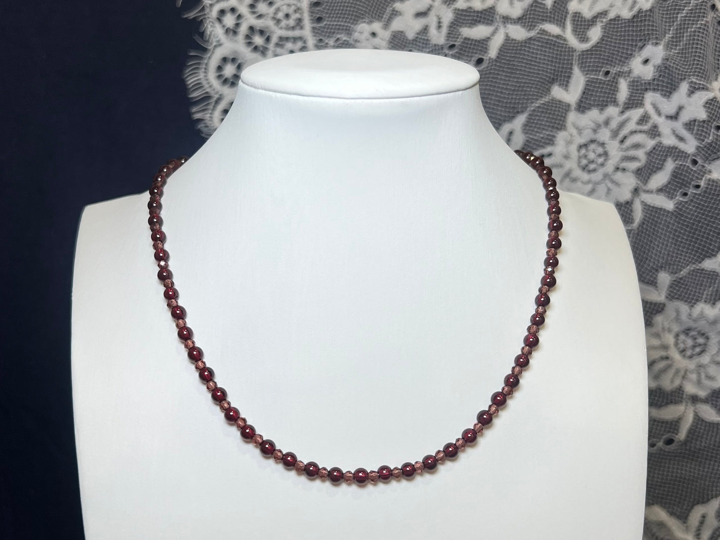 Genuine Garnet Beaded Necklace