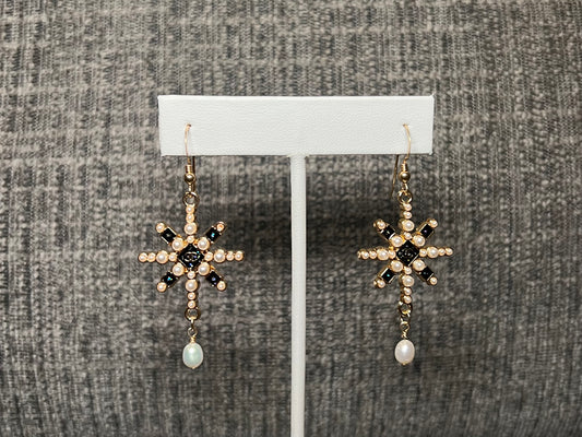 Gold Chanel Snowflake Earrings