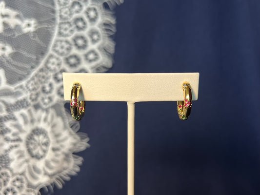 Rainbow PaveGold Hoop Earrings | Waterproof and Non-Tarnish