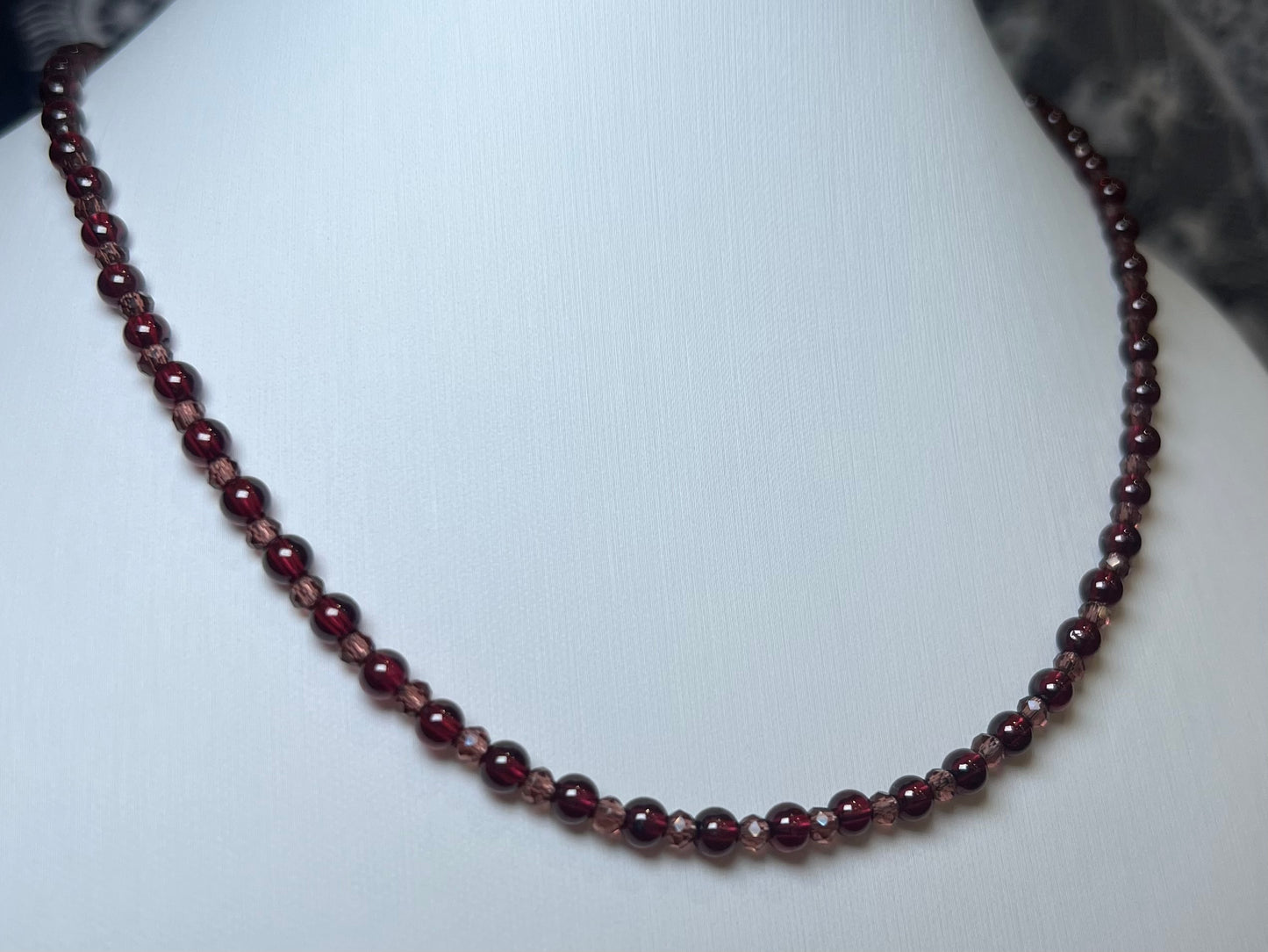 Genuine Garnet Beaded Necklace