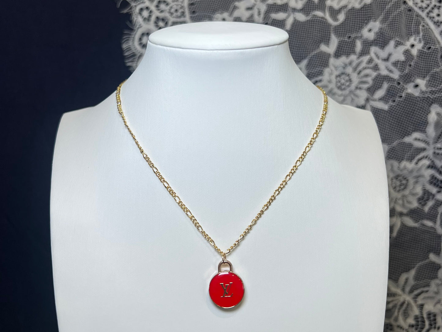 Red LV Pendant Necklace