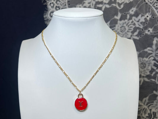 Red LV Pendant Necklace