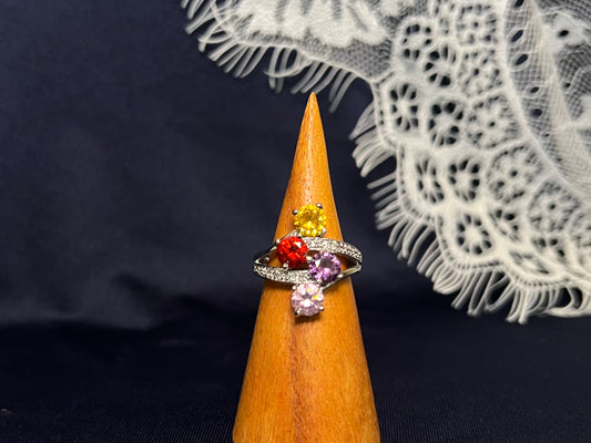 Vintage Multicolor Sterling Silver Ring