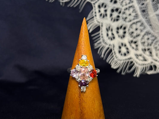 Vintage Multicolor Sterling Silver Ring
