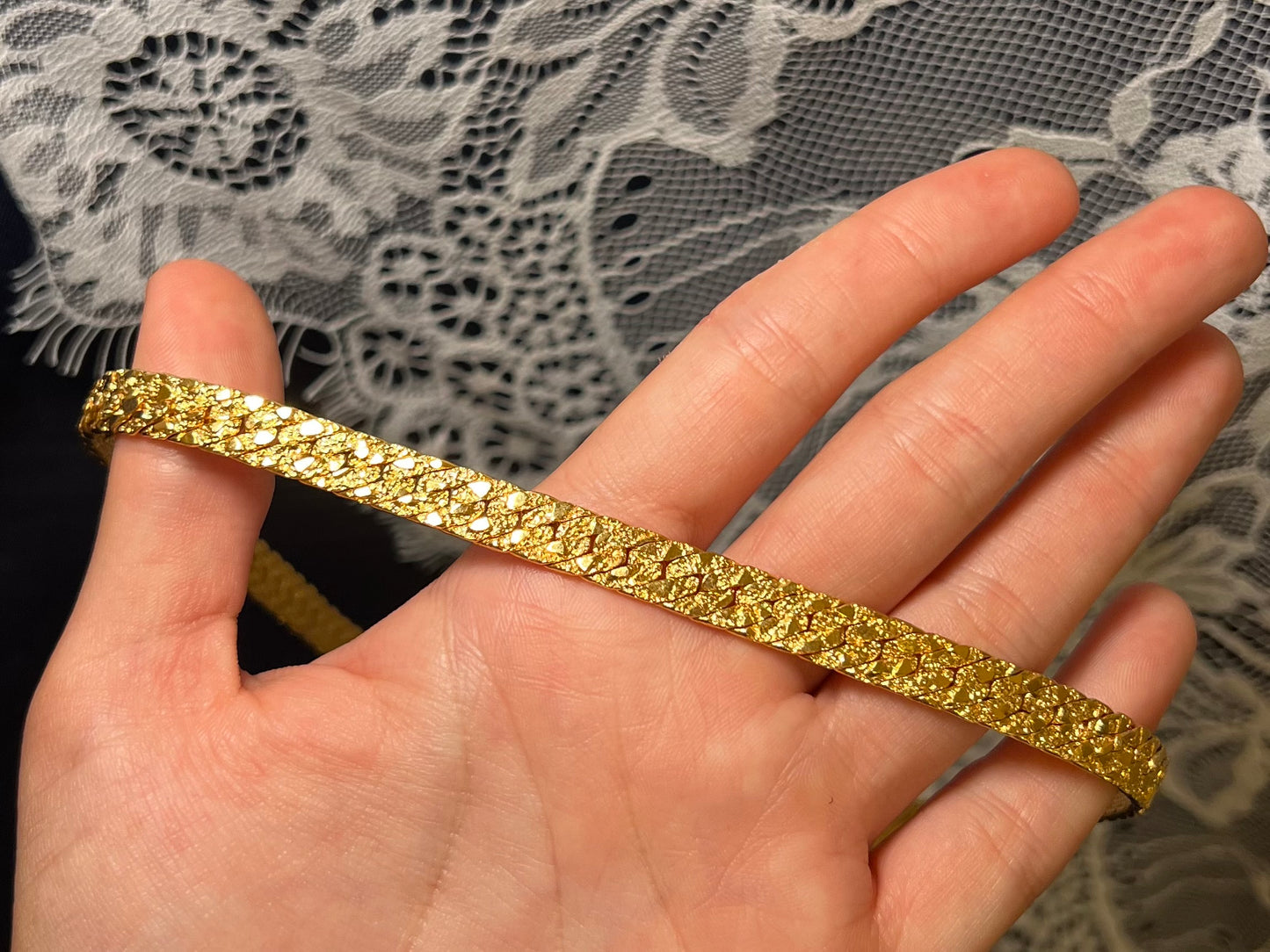 Vintage 1980s Gold Tone "Gold Nugget" Necklace