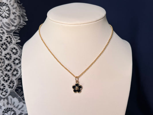 Black Chanel Flower Necklace