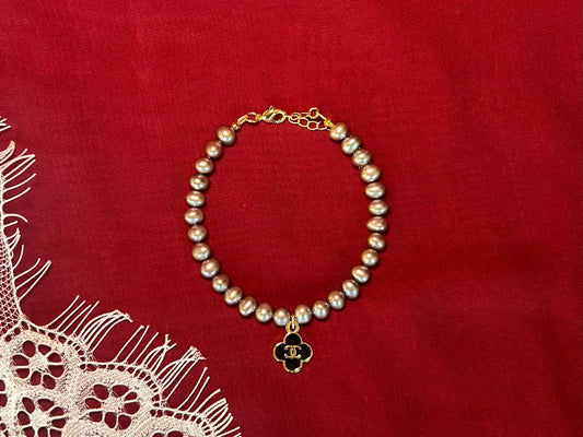 Genuine Freshwater Pearl Bracelet with Chanel Charm