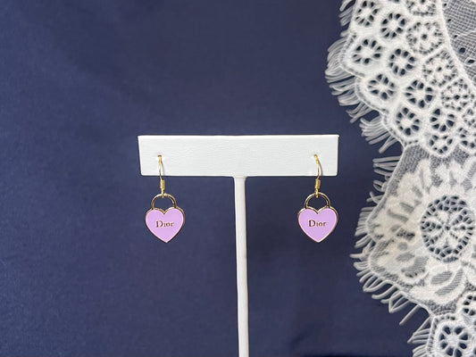 Purple Dior Heart Earrings