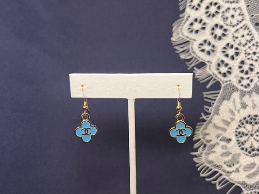 Blue Chanel Clover Earrings