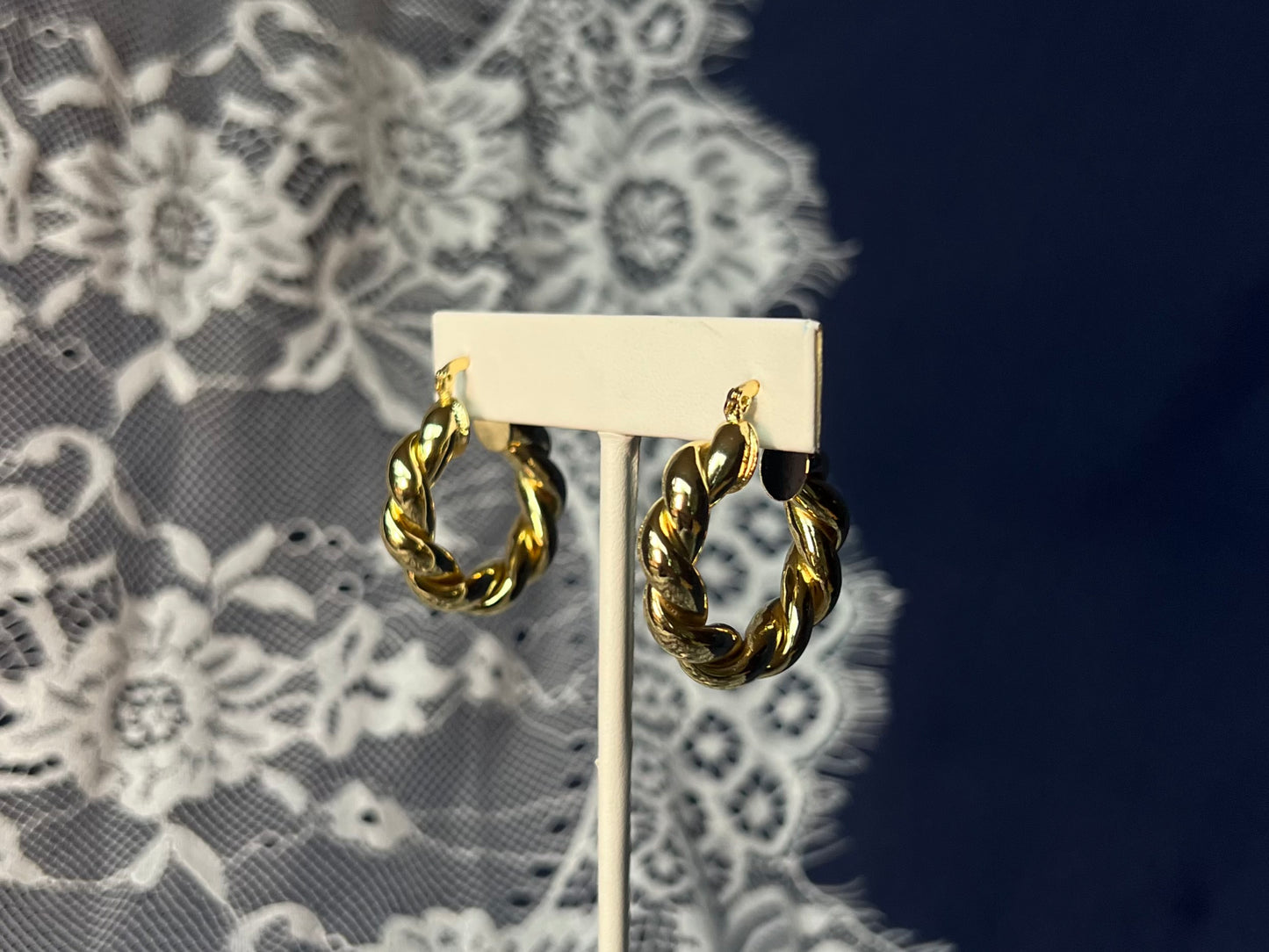 Twisted Gold Hoop Earrings | Waterproof and Non-Tarnish
