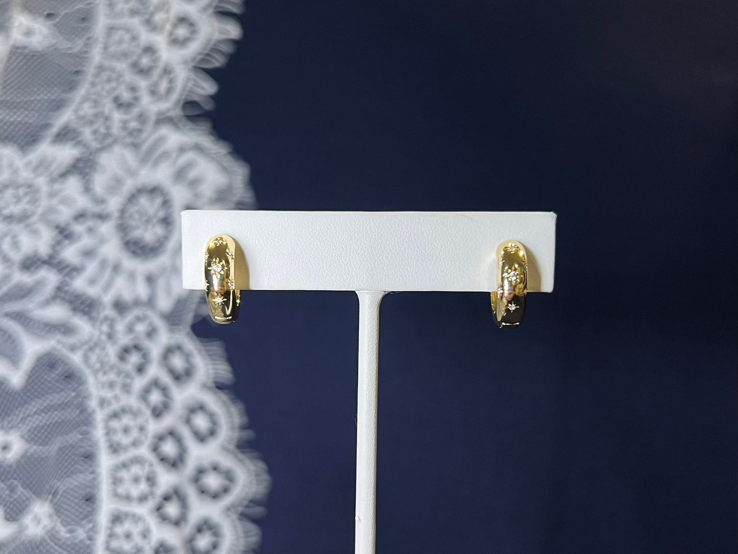 Rhinestone Star Hoop Earrings | Waterproof and Non-Tarnish