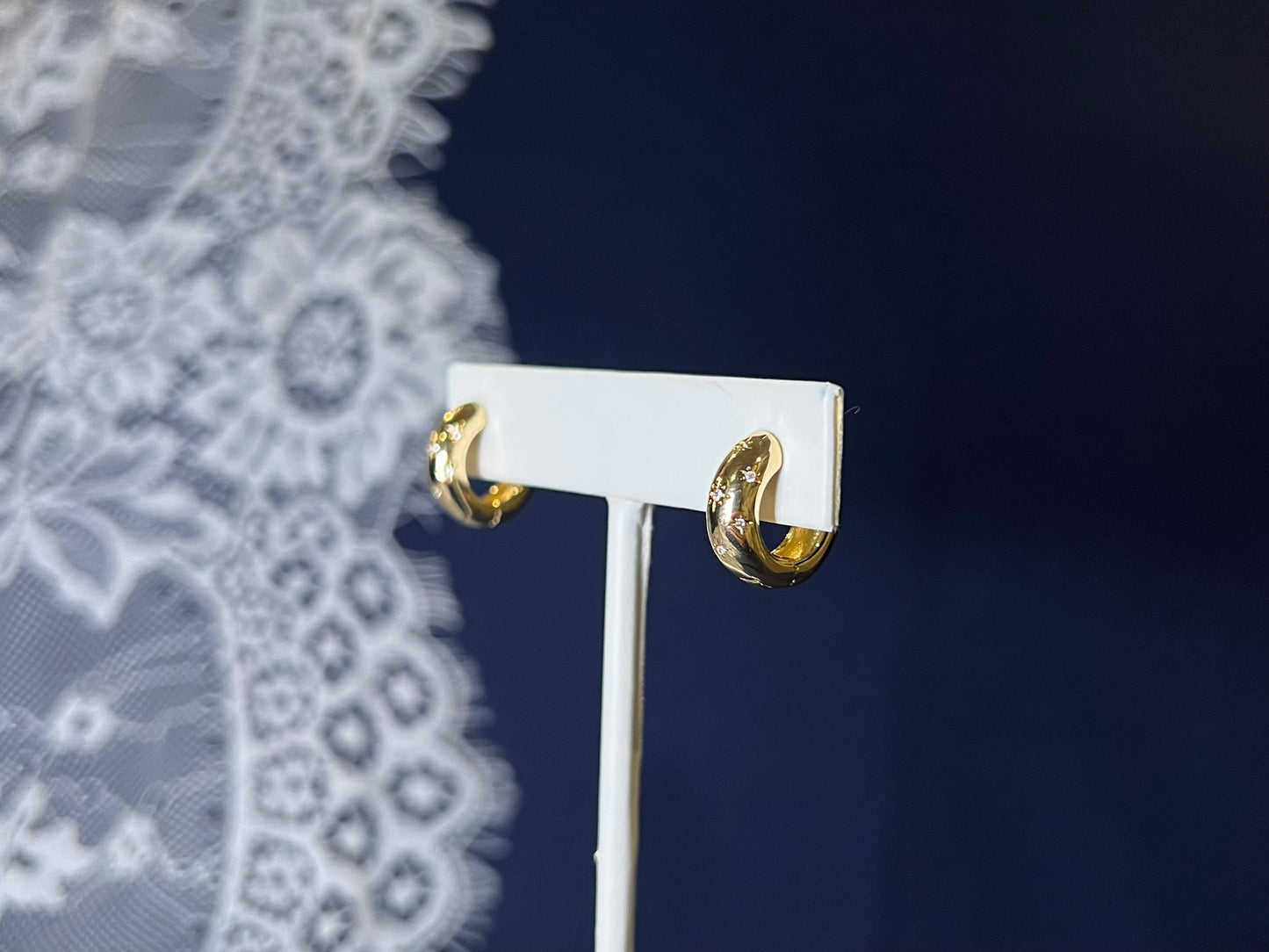 Rhinestone Star Hoop Earrings | Waterproof and Non-Tarnish