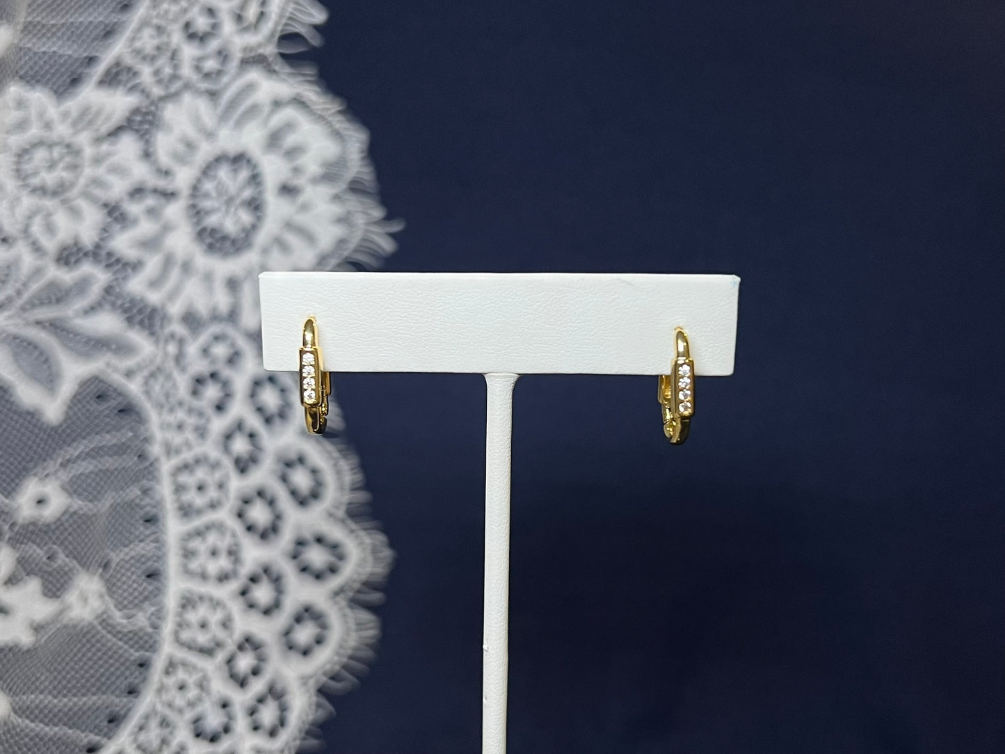 Pave Carabiner Hoop Earrings (Small) | Waterproof and Non-Tarnish