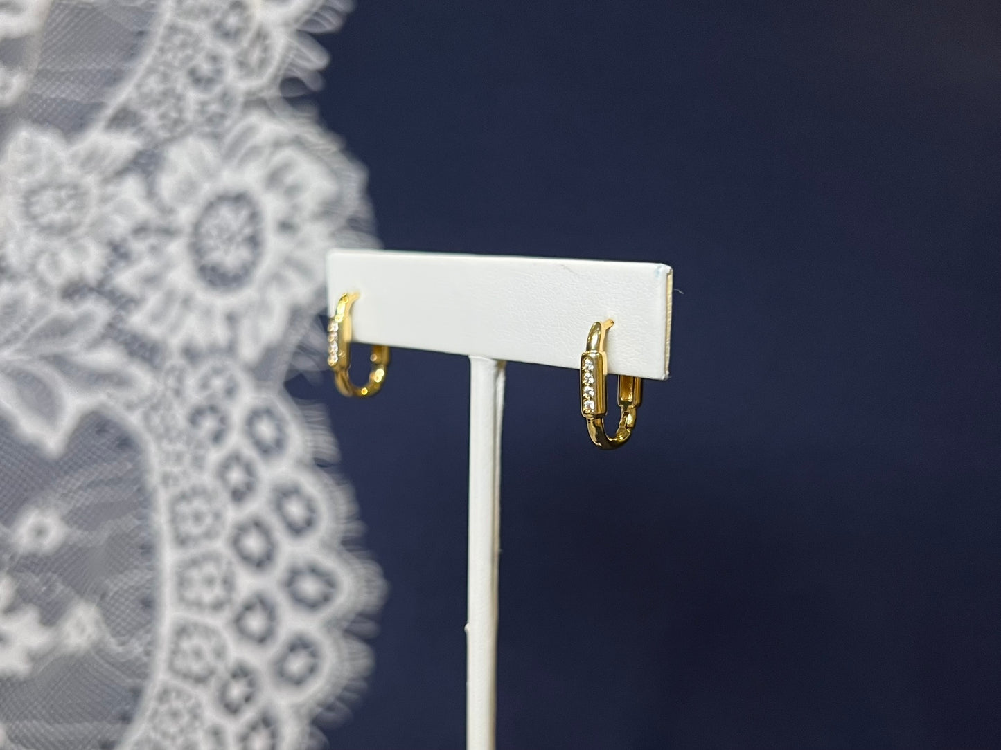 Pave Carabiner Hoop Earrings (Small) | Waterproof and Non-Tarnish