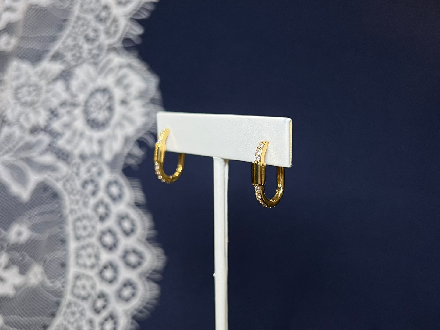 Pave Carabiner Hoop Earrings (Large) | Waterproof and Non-Tarnish