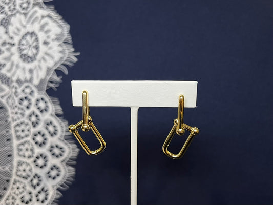 Gold Hardware Dangle Earrings | Waterproof and Non-Tarnish
