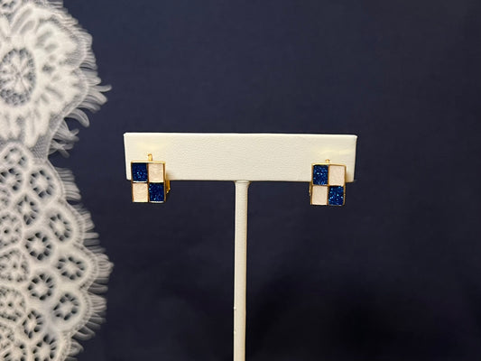 Checkerboard Square Hoop Earrings | Waterproof and Non-Tarnish