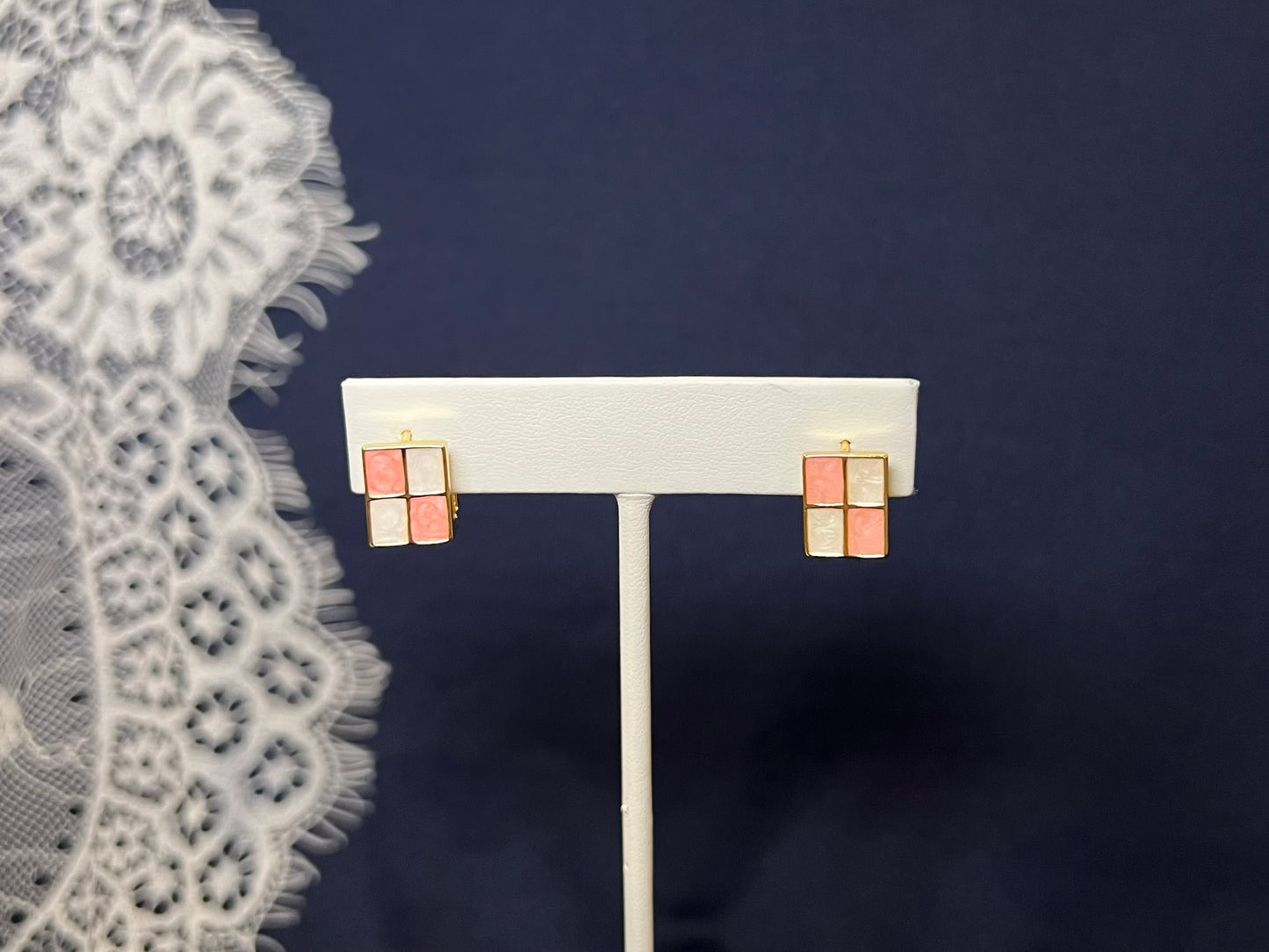 Checkerboard Square Hoop Earrings | Waterproof and Non-Tarnish