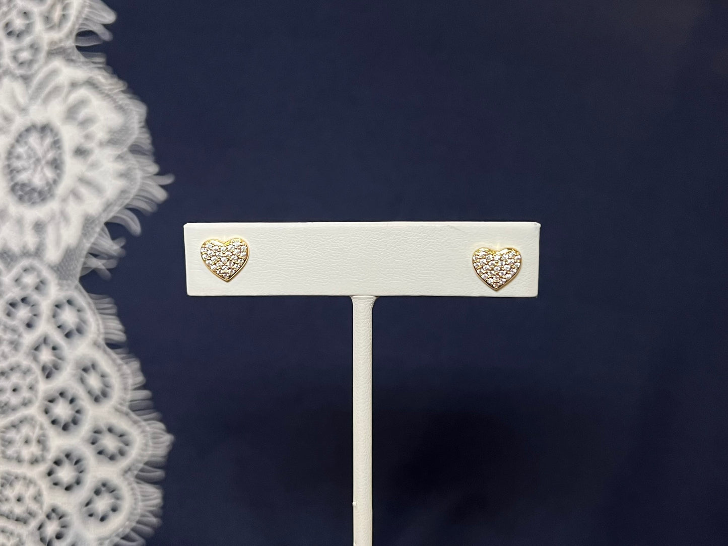 Pave Heart Stud Earrings | Waterproof and Non-Tarnish