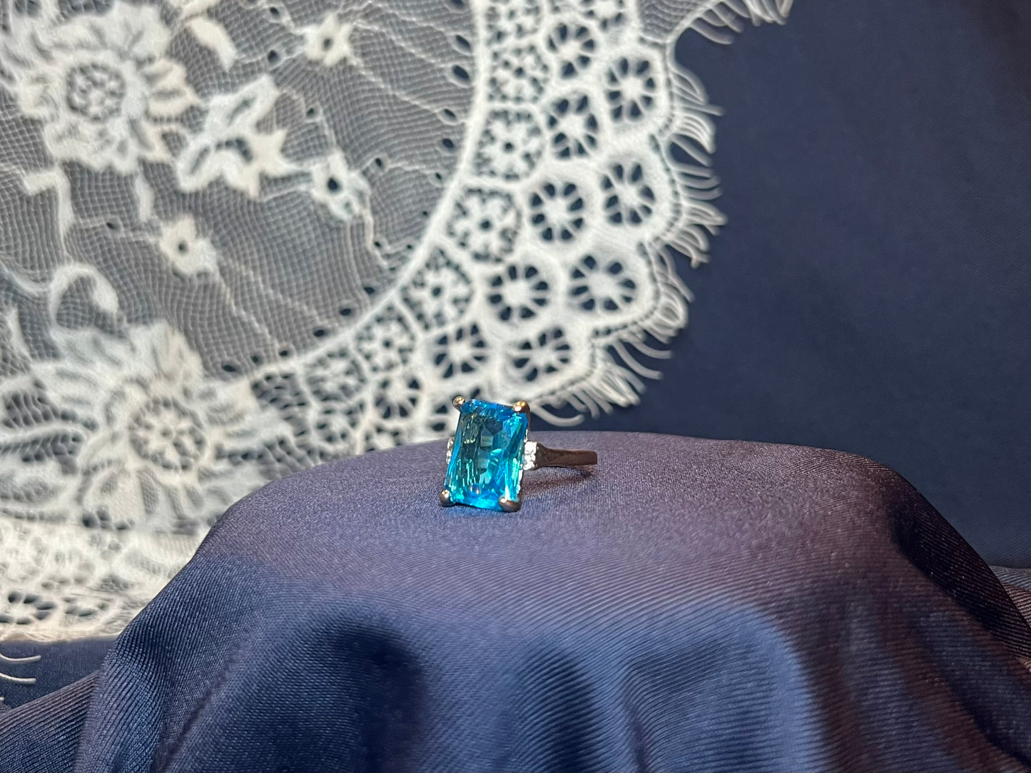 Vintage Silver Ring with Blue Stone