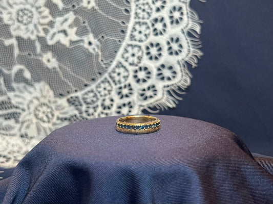 Gold-Tone Sterling Silver Band with Blue Stones