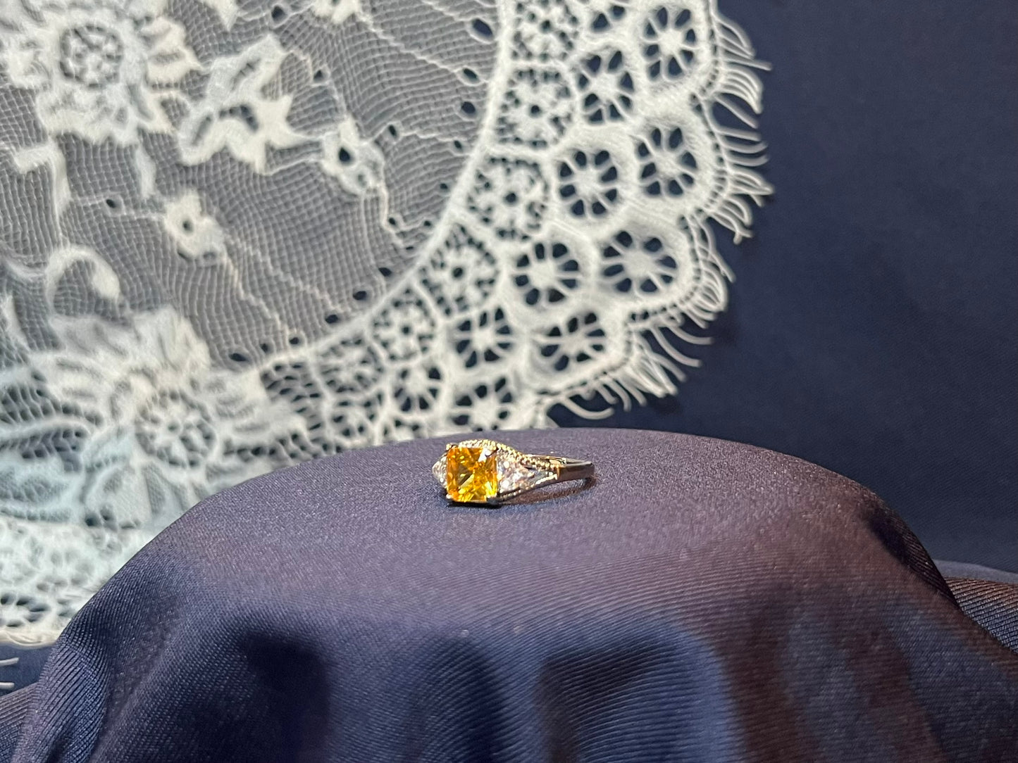 Silver Yellow Stone Ring