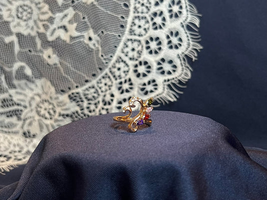 Gold-Tone Swirly Rainbow Ring