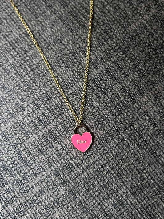 Pink Dior Heart Necklace