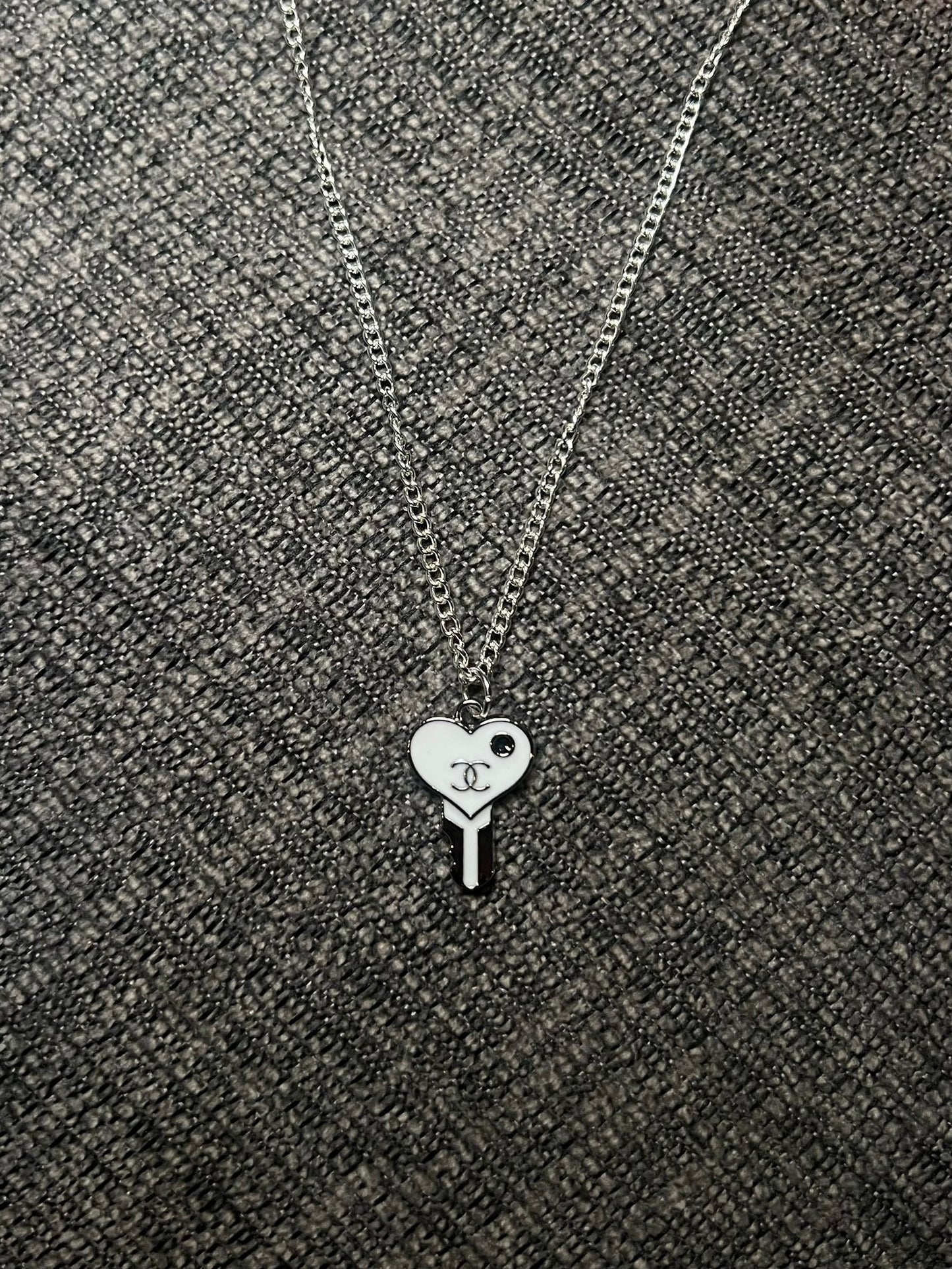 White CC Key Necklace