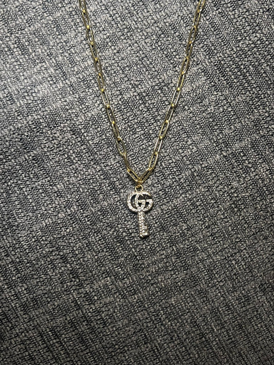 Rhinestone Gucci Key Necklace