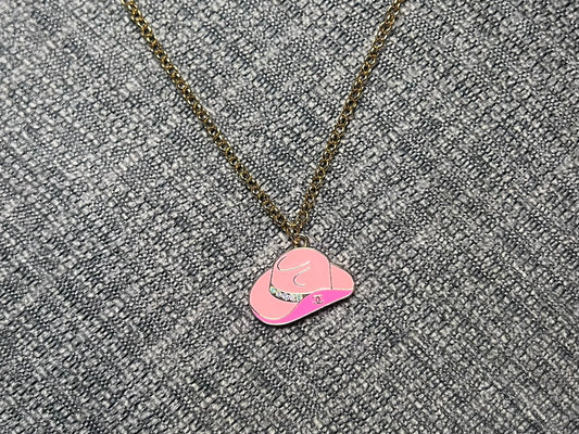 Pink CC Cowboy Hat Necklace