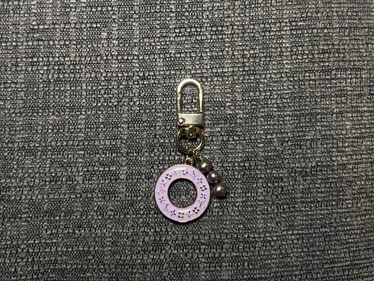 Purple LV Keychain with Freshwater Pearls
