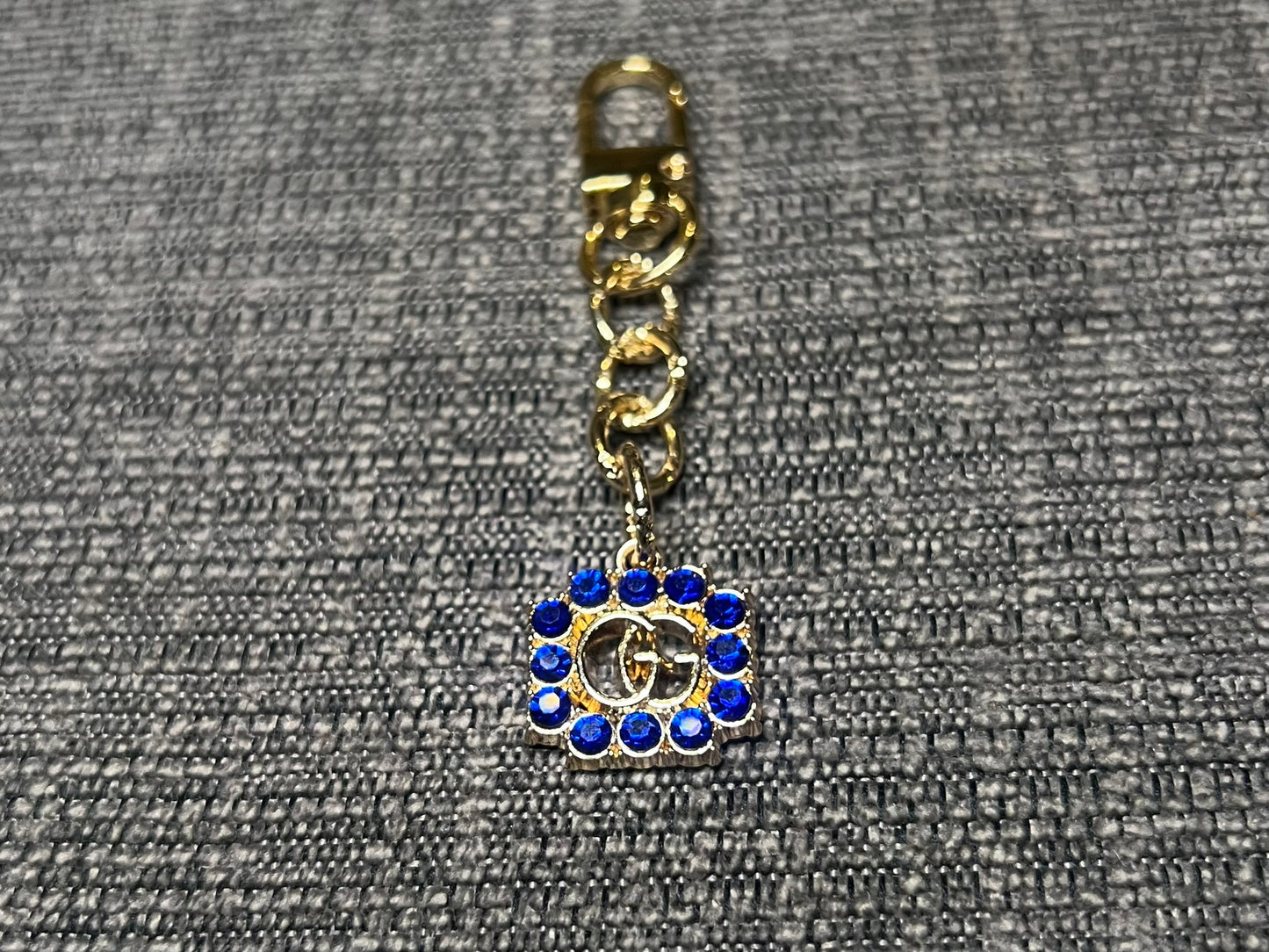 Blue Gucci Rhinestone Keychain