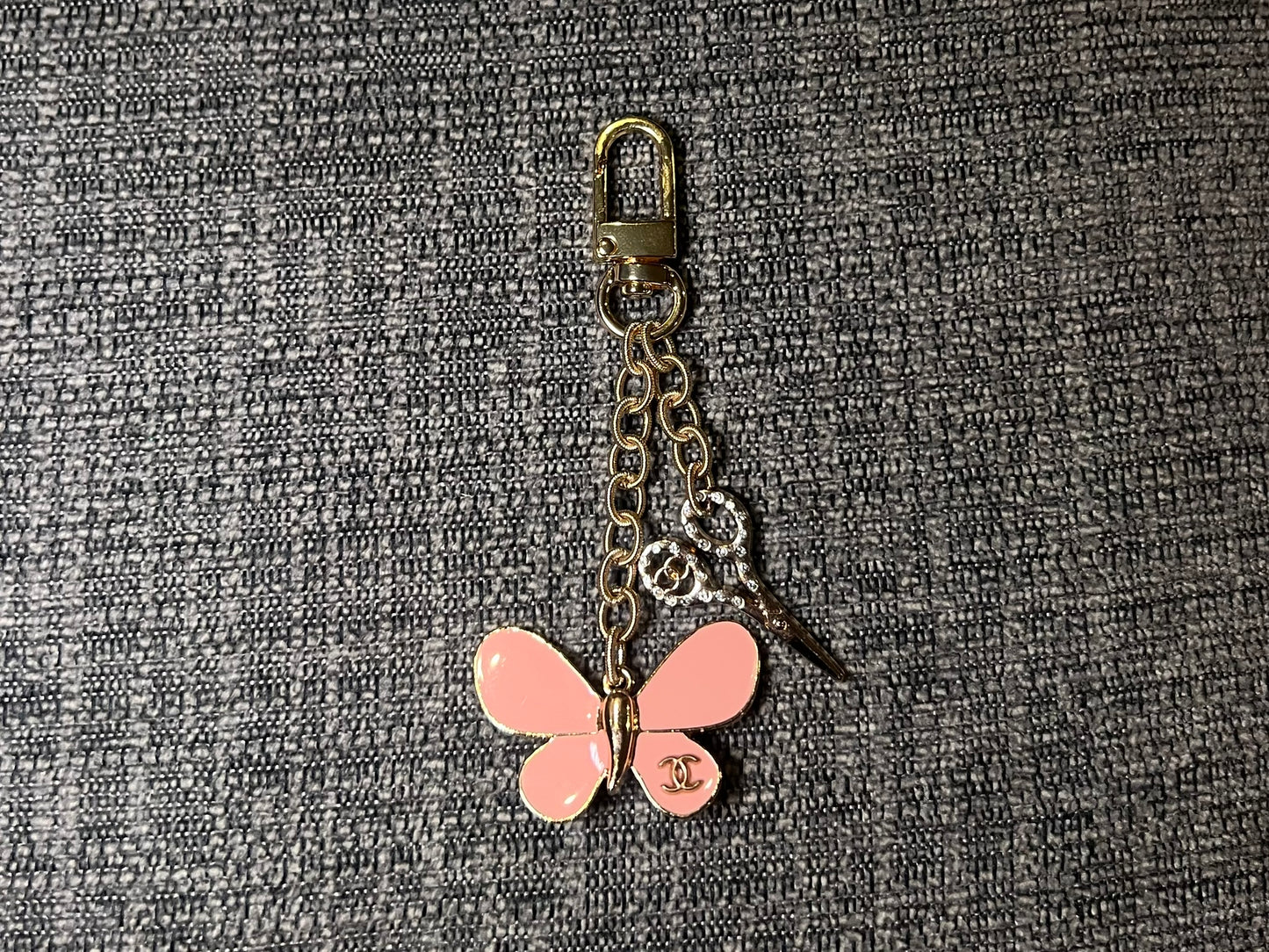 Pink Chanel Butterfly Keychain