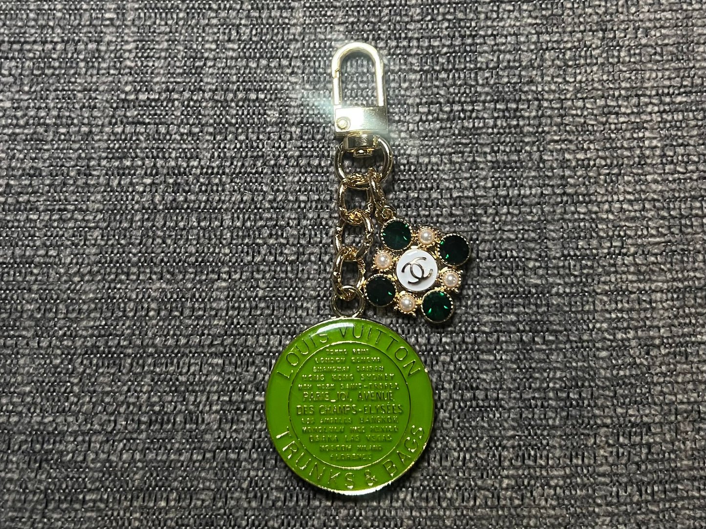 Green LV Trunk Pull Keychain