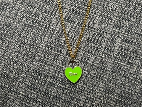 Green Dior Heart Necklace