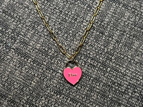 Pink Dior Heart Necklace