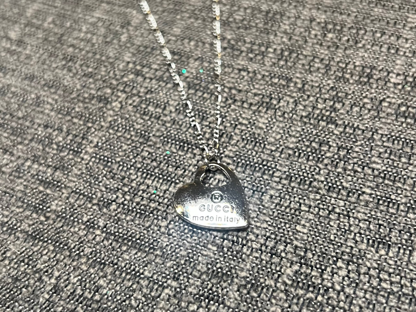 Silver Gucci Heart Necklace