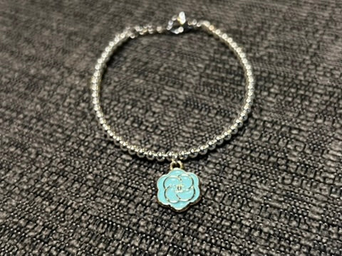 Sterling Silver Bracelet with Chanel Flower Charm
